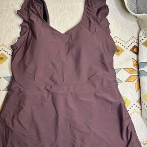 Purple Sleeveless Ruffle bathing suit